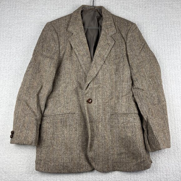 Vintage Harris Tweed England made Blazer Mens 40R Sport Coat Suit Jacket Wool - Picture 1 of 16